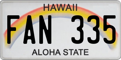 HI license plate FAN335