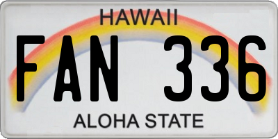 HI license plate FAN336