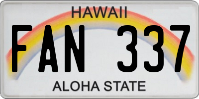 HI license plate FAN337