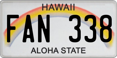 HI license plate FAN338