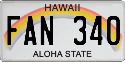 HI license plate FAN340