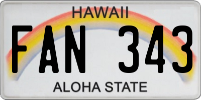HI license plate FAN343