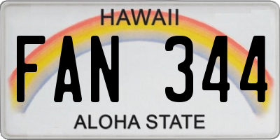 HI license plate FAN344