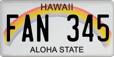 HI license plate FAN345