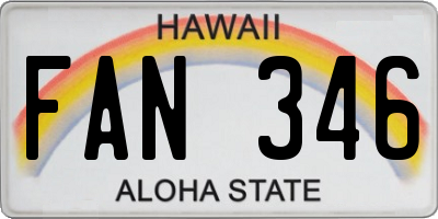 HI license plate FAN346