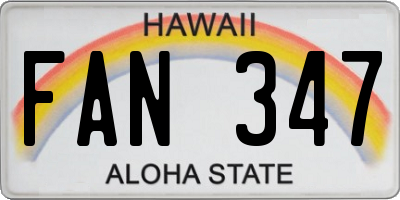 HI license plate FAN347