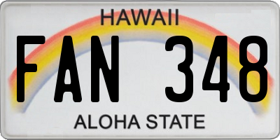 HI license plate FAN348