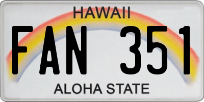 HI license plate FAN351
