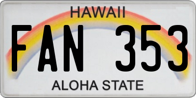 HI license plate FAN353