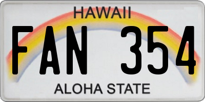 HI license plate FAN354