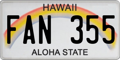 HI license plate FAN355