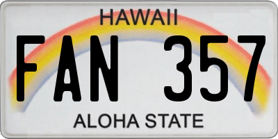 HI license plate FAN357