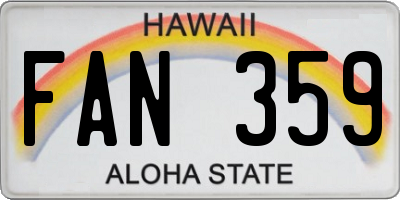 HI license plate FAN359