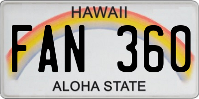 HI license plate FAN360