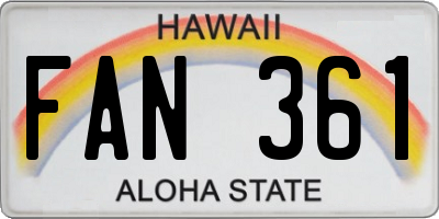 HI license plate FAN361
