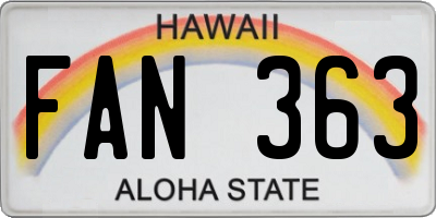 HI license plate FAN363