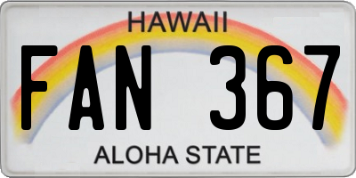 HI license plate FAN367
