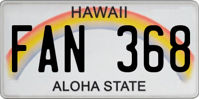 HI license plate FAN368