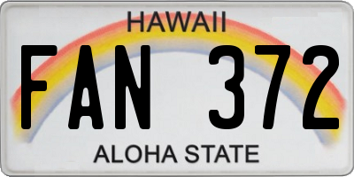 HI license plate FAN372