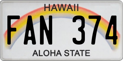HI license plate FAN374