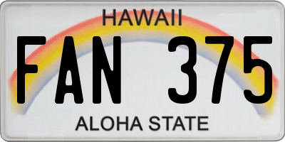 HI license plate FAN375