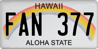 HI license plate FAN377