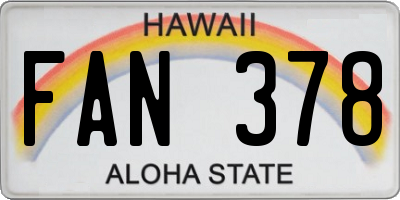 HI license plate FAN378