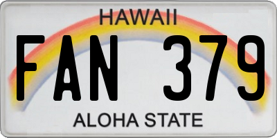 HI license plate FAN379