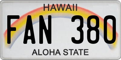 HI license plate FAN380