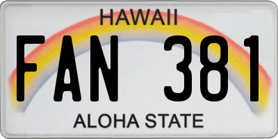 HI license plate FAN381
