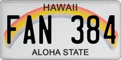 HI license plate FAN384