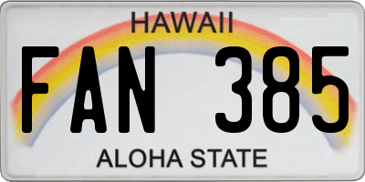 HI license plate FAN385