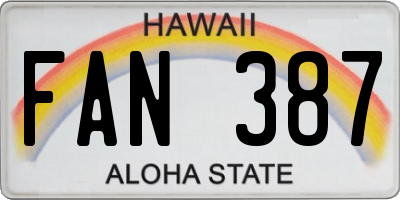 HI license plate FAN387
