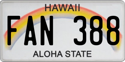 HI license plate FAN388