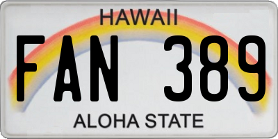 HI license plate FAN389