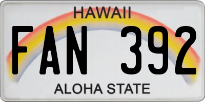 HI license plate FAN392