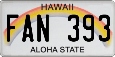 HI license plate FAN393