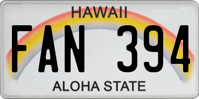 HI license plate FAN394