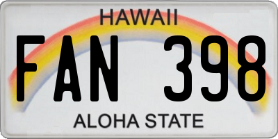 HI license plate FAN398
