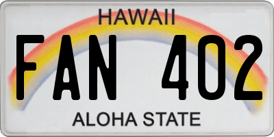 HI license plate FAN402