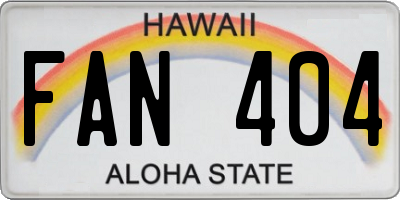 HI license plate FAN404