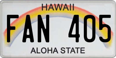 HI license plate FAN405
