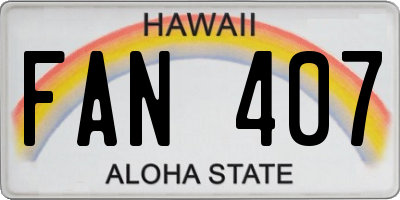 HI license plate FAN407