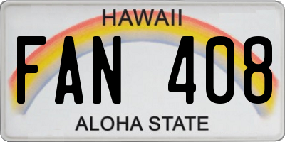 HI license plate FAN408