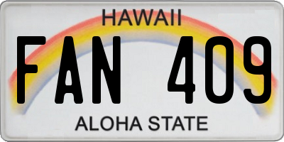 HI license plate FAN409