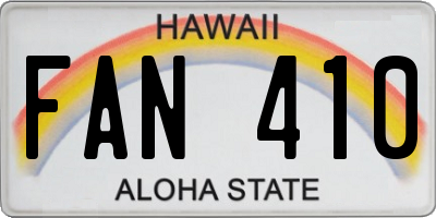 HI license plate FAN410