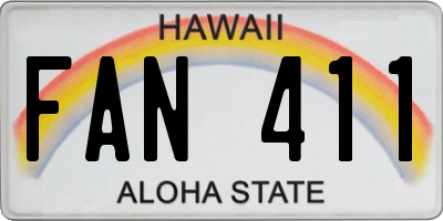 HI license plate FAN411
