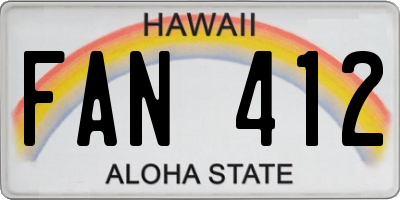HI license plate FAN412