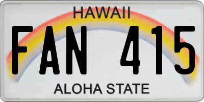 HI license plate FAN415