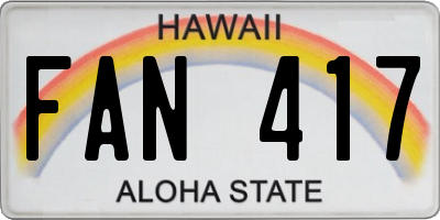 HI license plate FAN417
